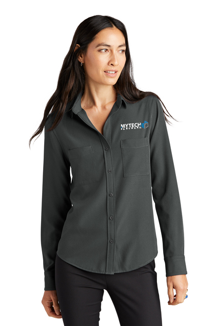 Mercer+Mettle® Women's Stretch Crepe Long Sleeve Camp Blous