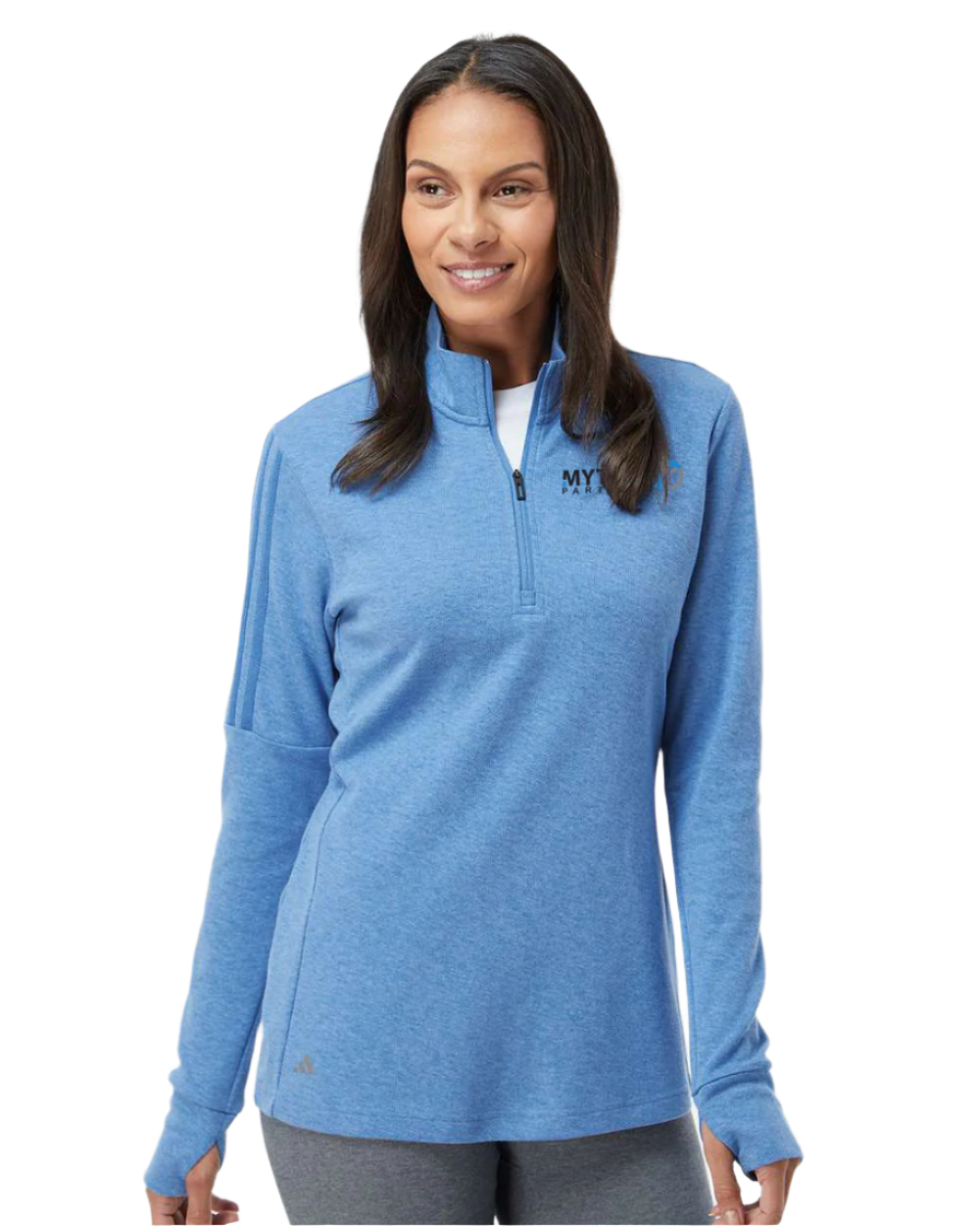Adidas Women's 3-Stripes Quarter-Zip Sweater