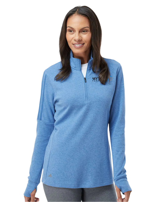 Adidas Women's 3-Stripes Quarter-Zip Sweater