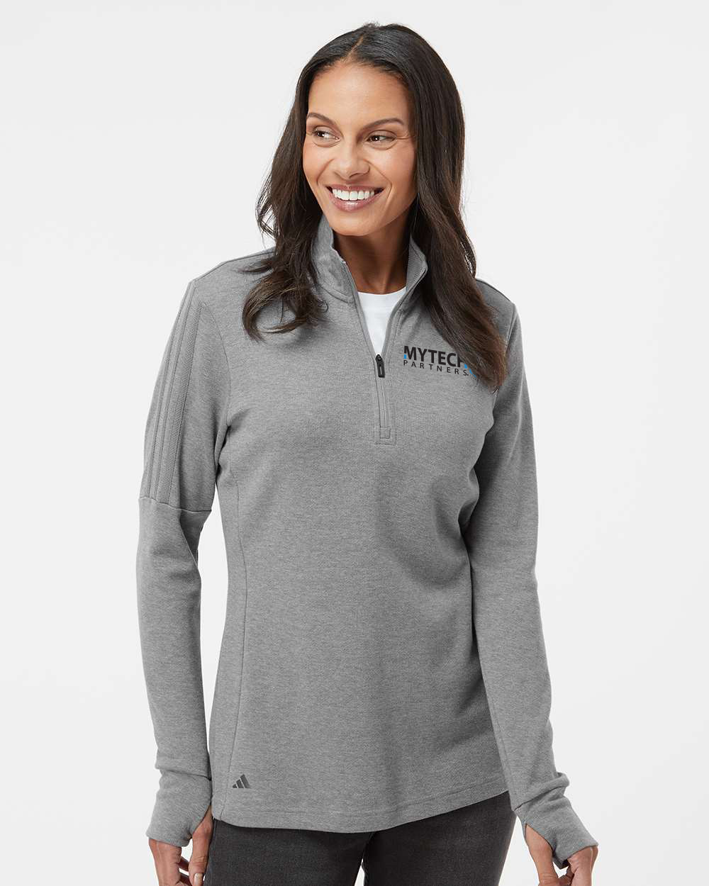Adidas Women's 3-Stripes Quarter-Zip Sweater